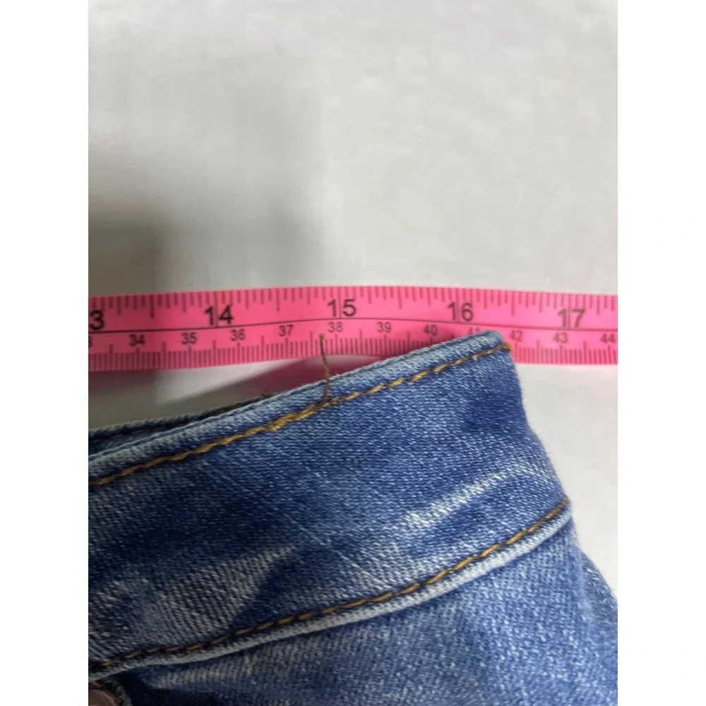 Faded Glory Medium‎ Wash Denim Mini Skirt Size 10 Blue Jean Slit Front